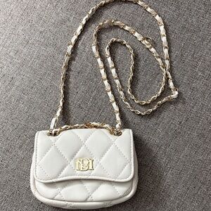 Badgley Mischka White Quilted Mini Bag with Gold Chain- like new!